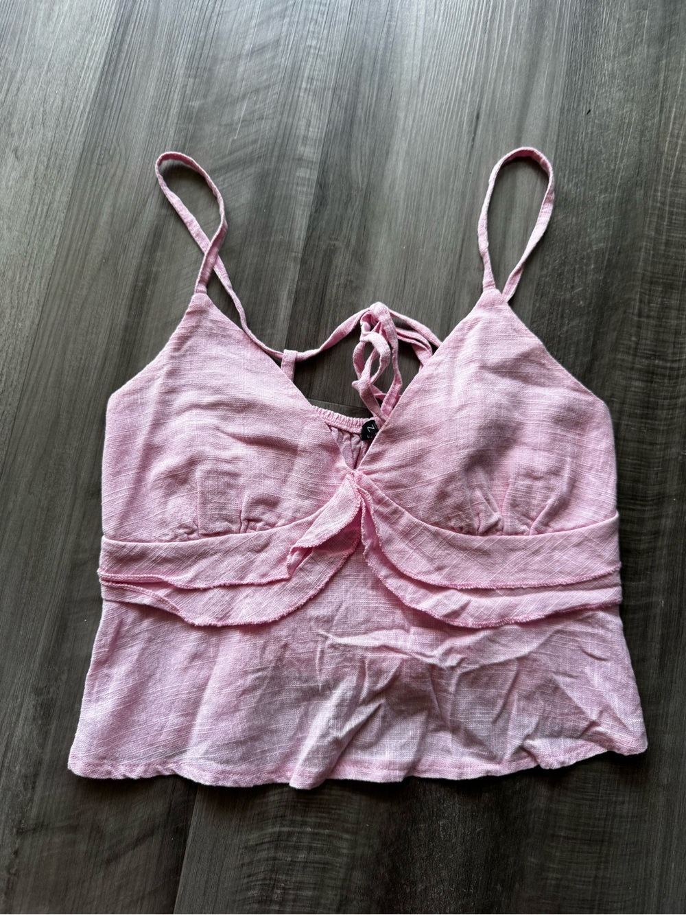 Light Pink Tie-Back Ruched Camisole Top